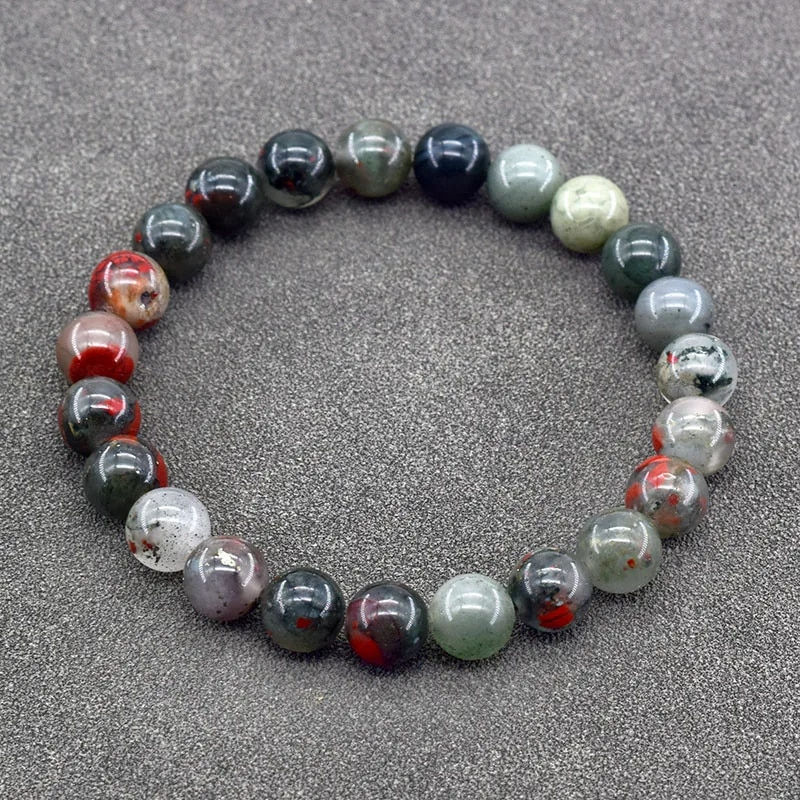 Miniaturebillede: Genuine Natural Stone Bracelet Man Natural Flower Green Gemstone Beads Jewelry 