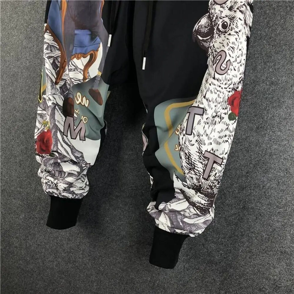 Thumbnail: Fashion Men Harem Joggers Patchwork Elastic Drawstring Street Hip Hop Pants Pri