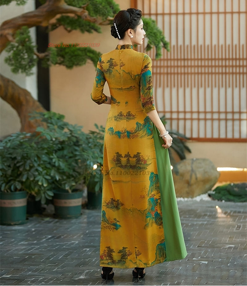 Thumbnail: 2024 ao dai vietnam traditional qipao dress chinese vintage dress cheongsam ori
