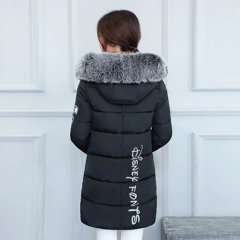 Thumbnail: 2023 Winter Down Cotton Jacket For Women Parka Big Fur Collar Hooded Thick Warm