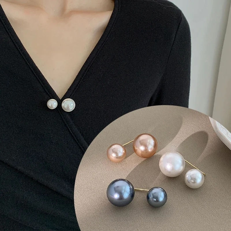ภาพขนาดย่อ: 3/6Pcs Double Pearl Brooch Pins Anti-fade Exquisite Elegant Brooches for Women
