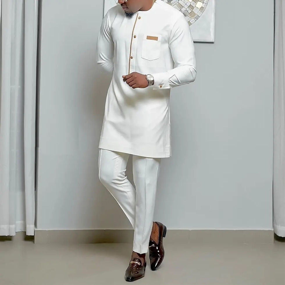 Thumbnail: New In Dashiki 2 Pieces Sets Abaya Men's Clothing Shirt Pant Set Long Sleeve El