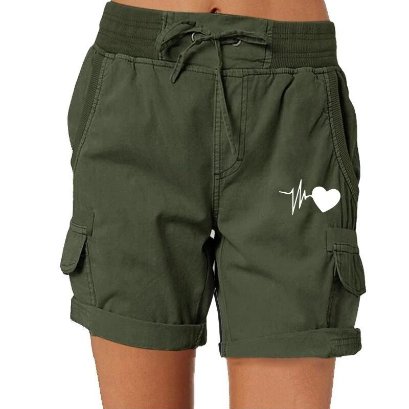 Thumbnail: Trending Love Printed Women Short Pants Summer Women Cargo Shorts Casual Loose