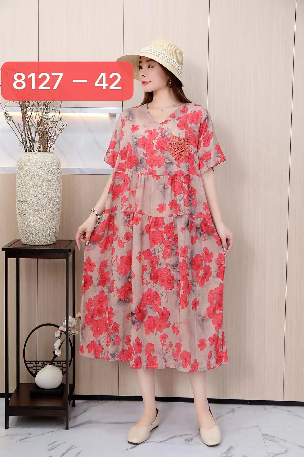 Thumbnail: Women Dress Summer 2024 Print Indian Loose Clothing Cotton Linen New in Dresses