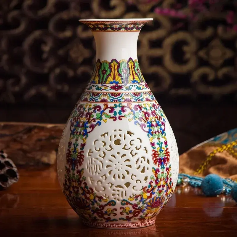 Miniatura: Ceramic hollow Flower vase modern home decoration dried flower vase Living Room