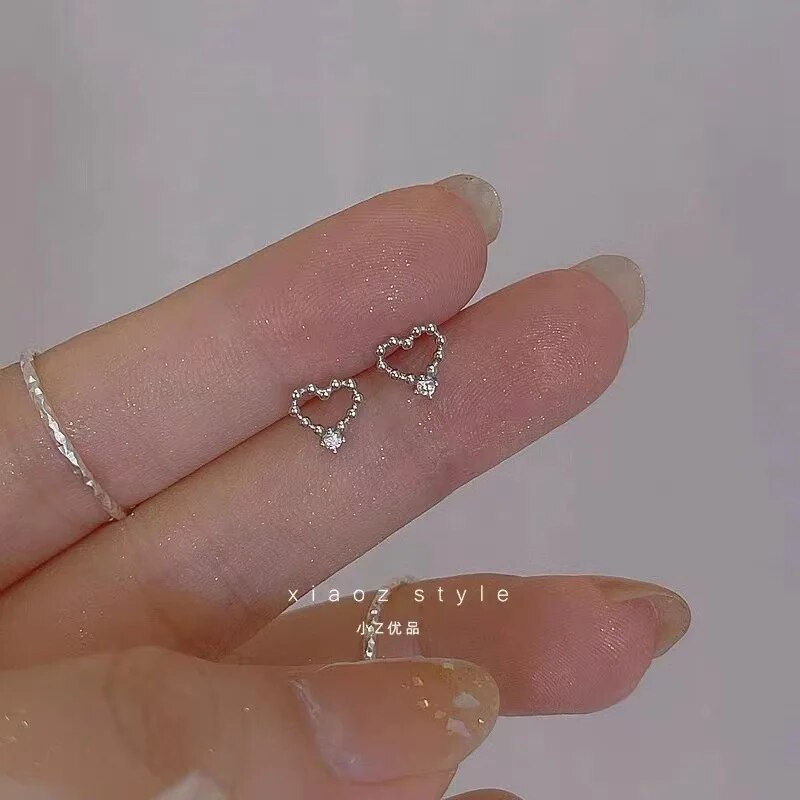 Thumbnail: 925 Silver Needle Zircon Earrings Hypoallergenic Fashion Ear Studs Female Penda