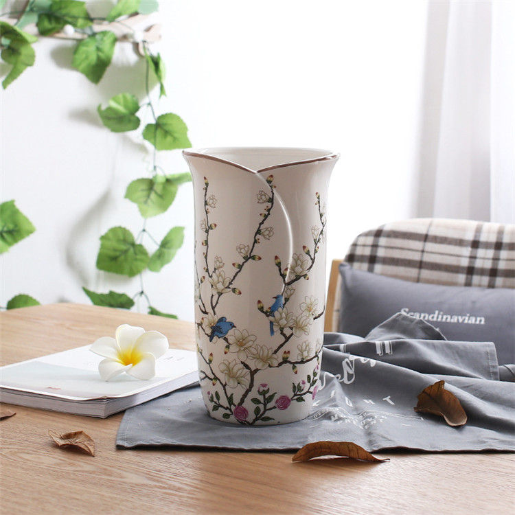 Thumbnail: Pastoral Bird Butterfly Porcelain Vase British Rural Ceramic Flower Vase Room H
