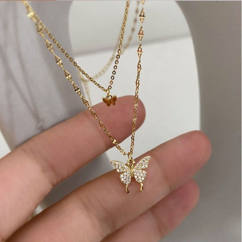 Thumbnail: Fashion Cute Love Heart Shaped Pendant Necklace Pearl Chain Shiny Women 2022 Ae