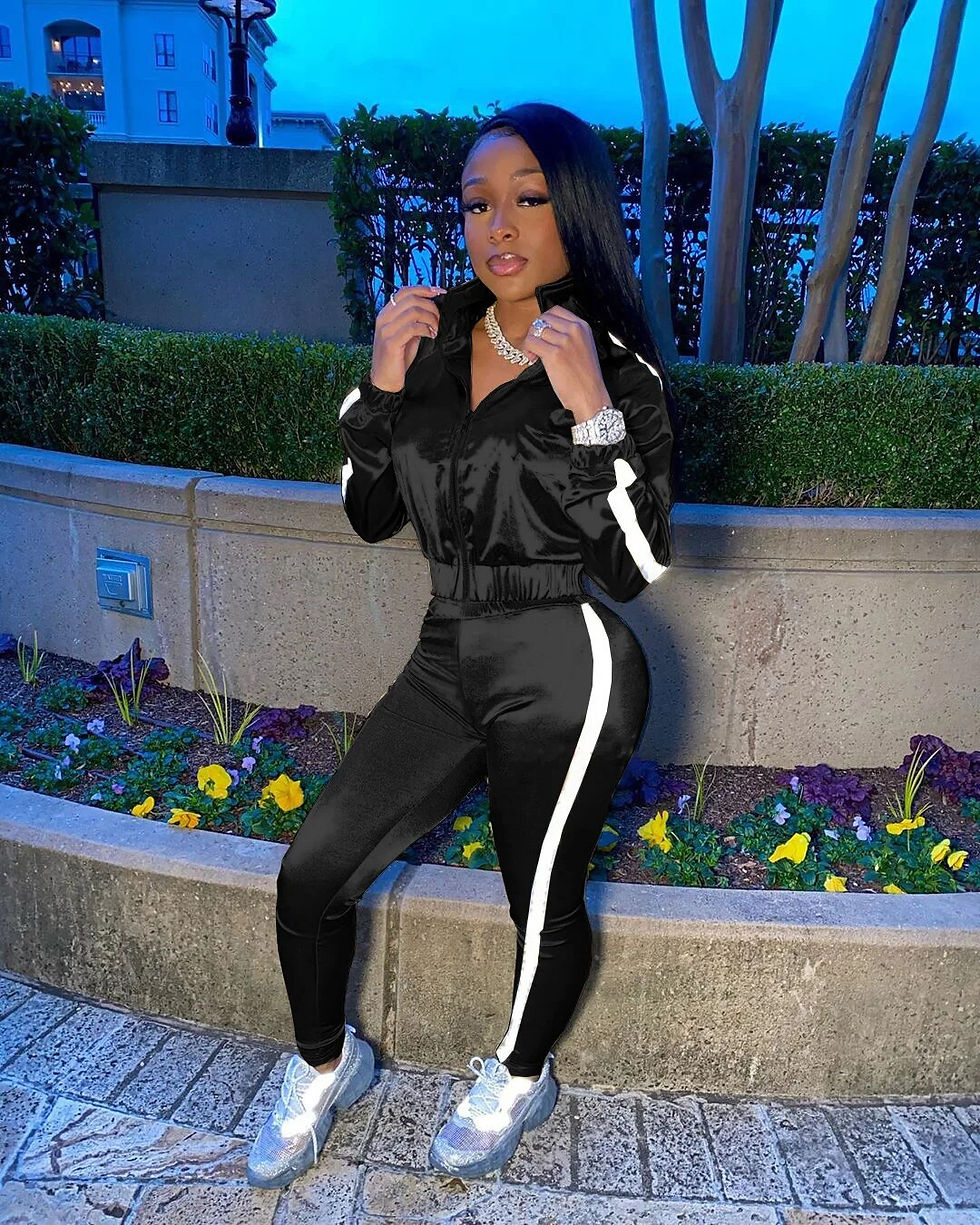 Thumbnail: 2023 Spring Autumn Tracksuit Two Piece Set Women Fashion Long Sleeved Zipper Lu