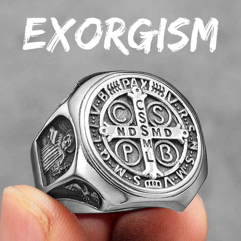 Thumbnail: Catholic Saint Benedict Exorcism Amulet  Men Rings Stainless Steel Women Jewelr