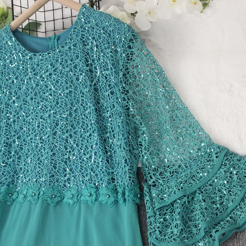 Thumbnail: Plus Size African Party Dresses for Women 2023 New Fashion Dashiki Ankara Lace
