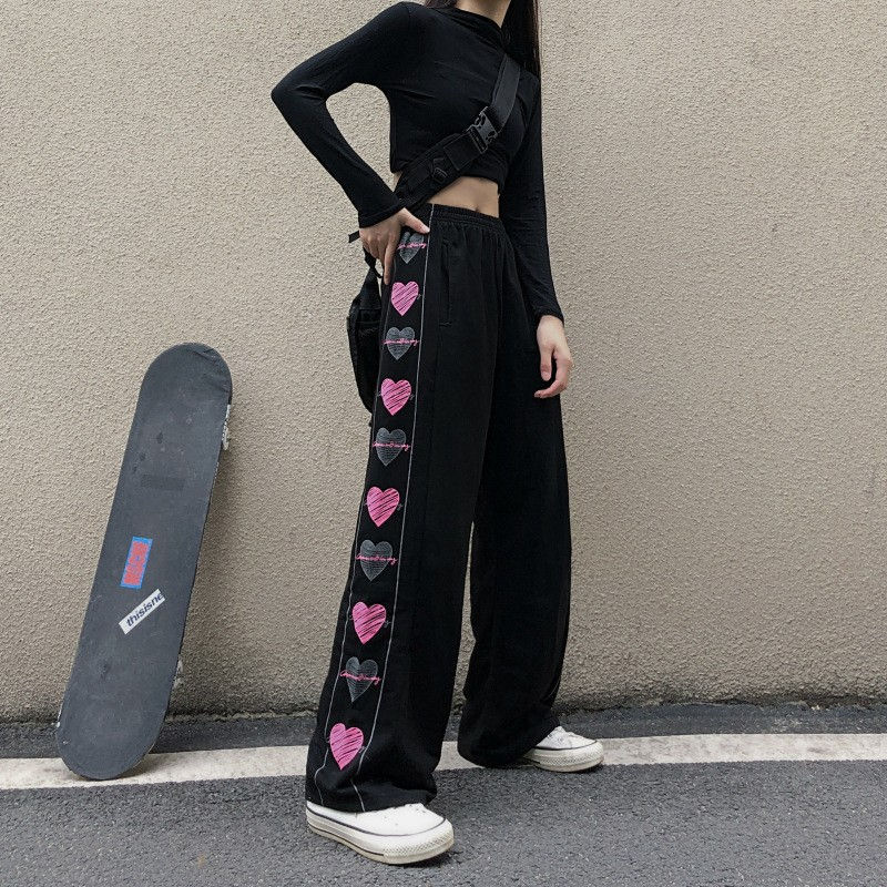 Thumbnail: Core Graffiti All-matching Wide Leg Straight-leg Pants