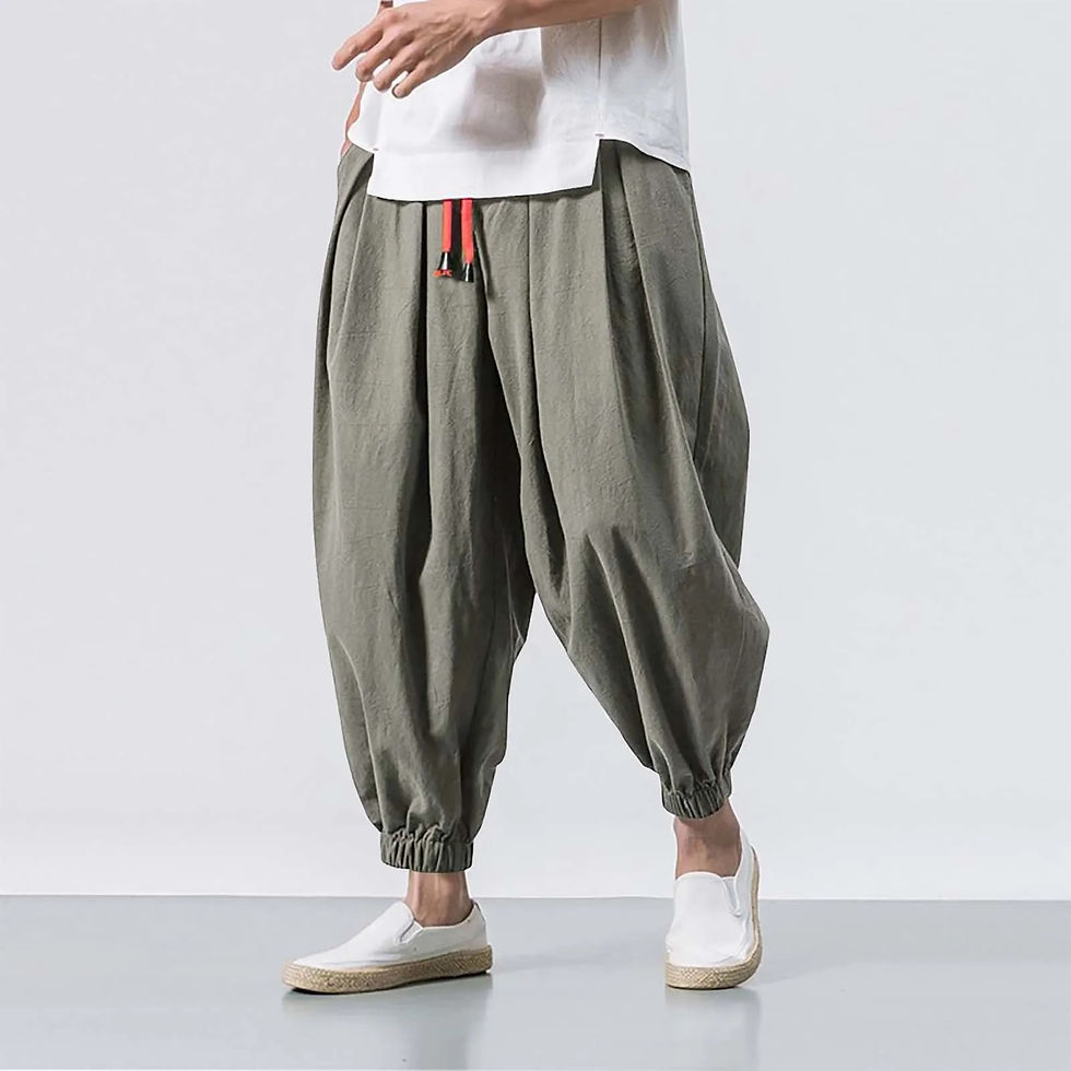 Thumbnail: Solid Color Harem Pants Fashion baggy Bottoms Casual Joggers Men'S Elasticated 