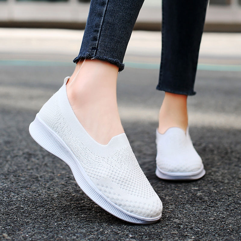 Imej kecil: Spring Autumn SliP-ON Couple Shoes Women's Mesh Breathable Lightweight Soft Sne