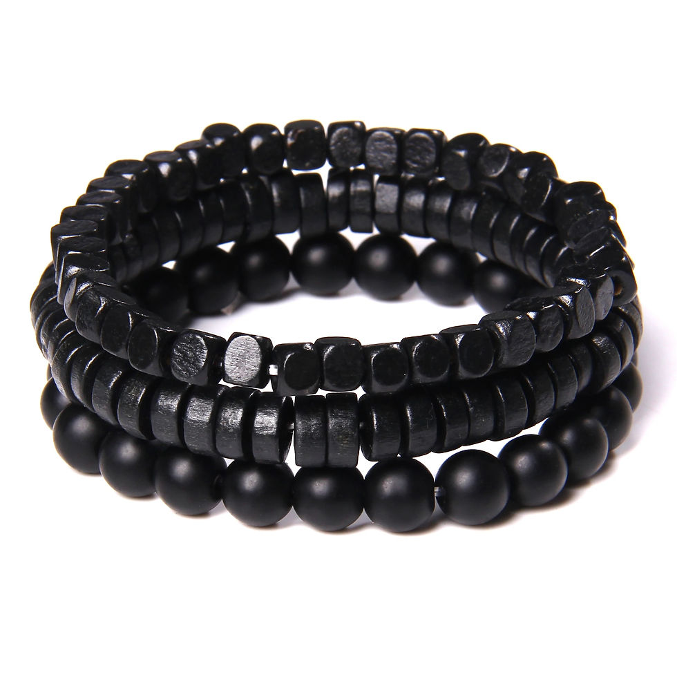 Miniatura: Fashion Natural Stone Beads Men Bracelet Multilayer Black Lava Onyx Beads Charm