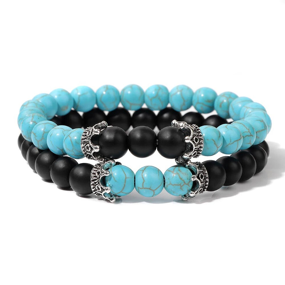 Thumbnail: Fashion Natural Stone Beads Men Bracelet Multilayer Black Lava Onyx Beads Charm