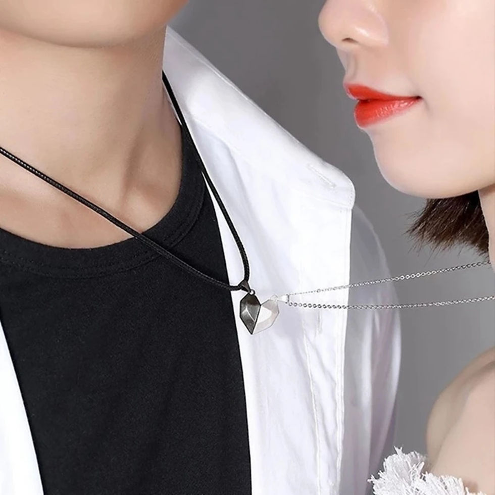 Thumbnail: Good Simple Quality Couple Pendant Necklace Electrocardiogram,Magnetic Heart,Pe