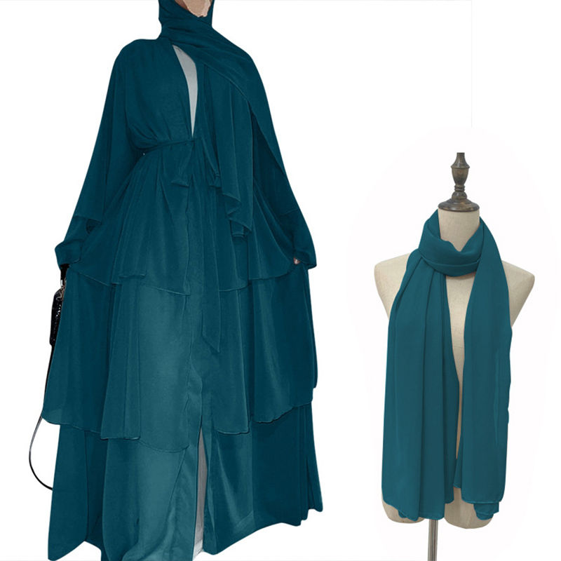 Miniatura: Chiffon Open Abaya Dubai Turkey Kaftan Muslim Cardigan Abayas Dresses For Women