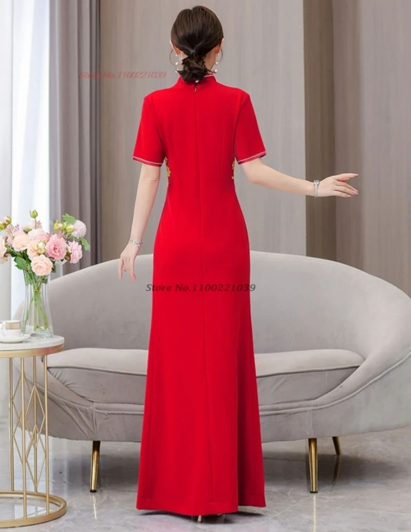 Thumbnail: 2024 vietnam aodai dress dress national flower embroidery improved dress cheong