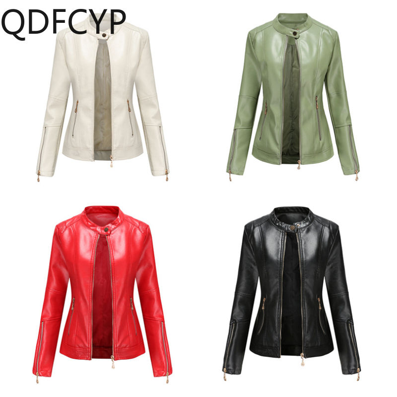 Thumbnail: New Fashion Women's Leather Jacket Autumn Winter PU Leathers Short Coat Casual 