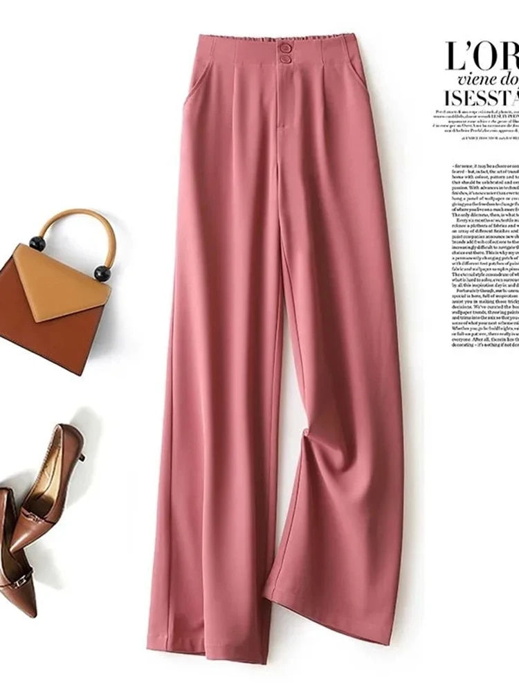 Thumbnail: JMPRS Fashion Loose Office Lady Wide Leg Pants Casual Korean Women Elastic High