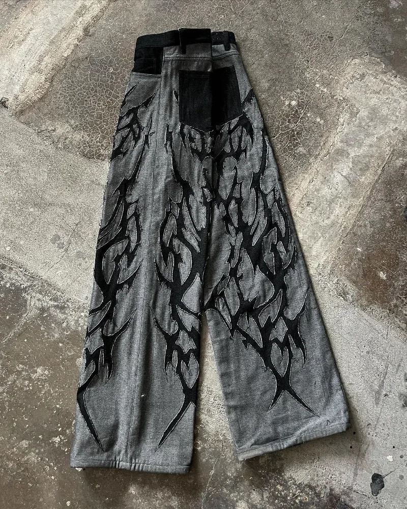 Miniatura: European and American Fashionable High-waisted Trousers Raw Edge Washed Jeans M