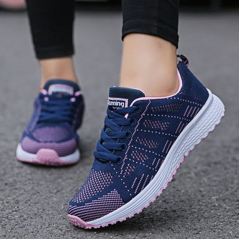 Thumbnail: Women's Sneakers Casual Shoes Flats Air Mesh Breathable Trainers Ladies Shoes F