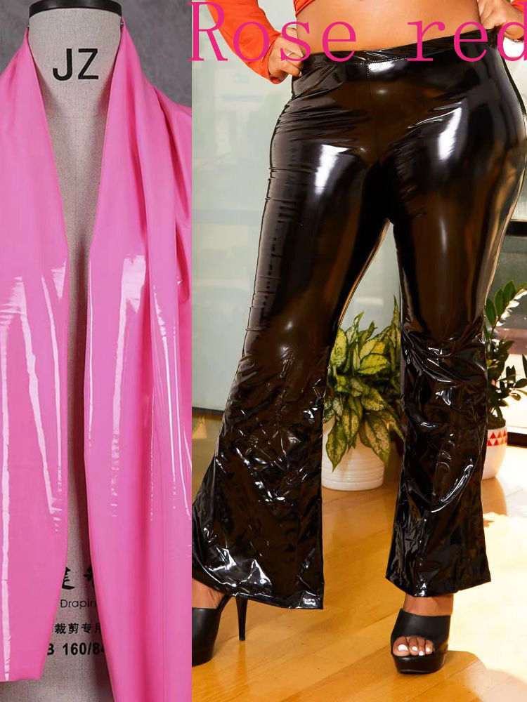 Thumbnail: Plus Size High Waist Flare Pants Women Faux Latex Bodycon Trousers Ladies PVC L