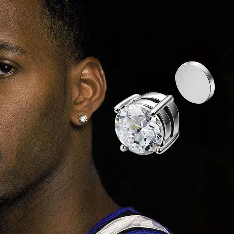 Thumbnail: 1Pairs Crystal Strong Magnetic Ear Stud Clip Earrings for Men and Women Punk Ro