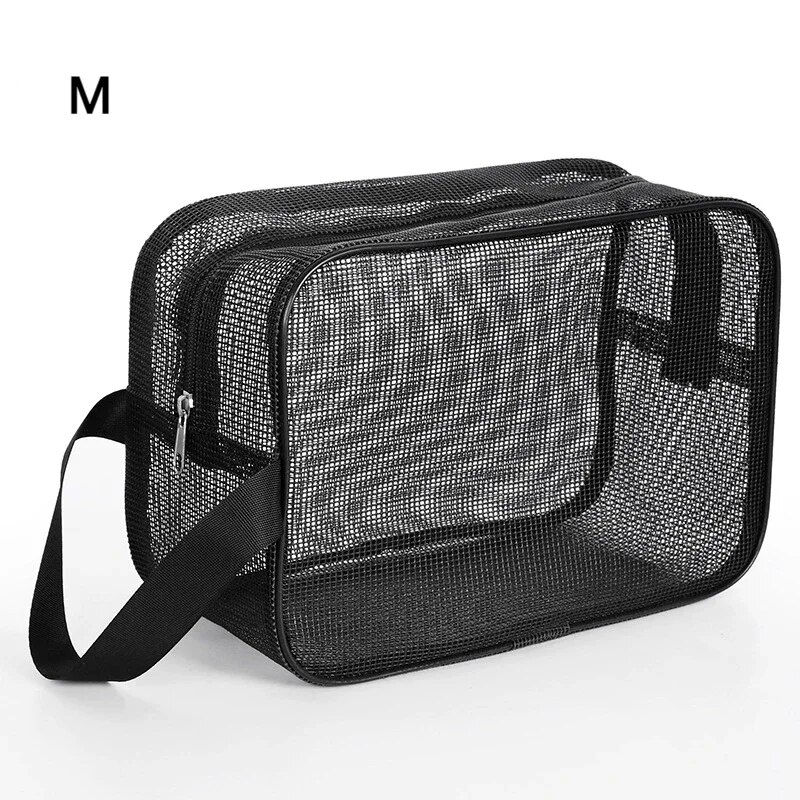 Thumbnail: Mesh Wash Beach Bag Men Women Portable Hand-held Travel Storage Cosmetic Pouch