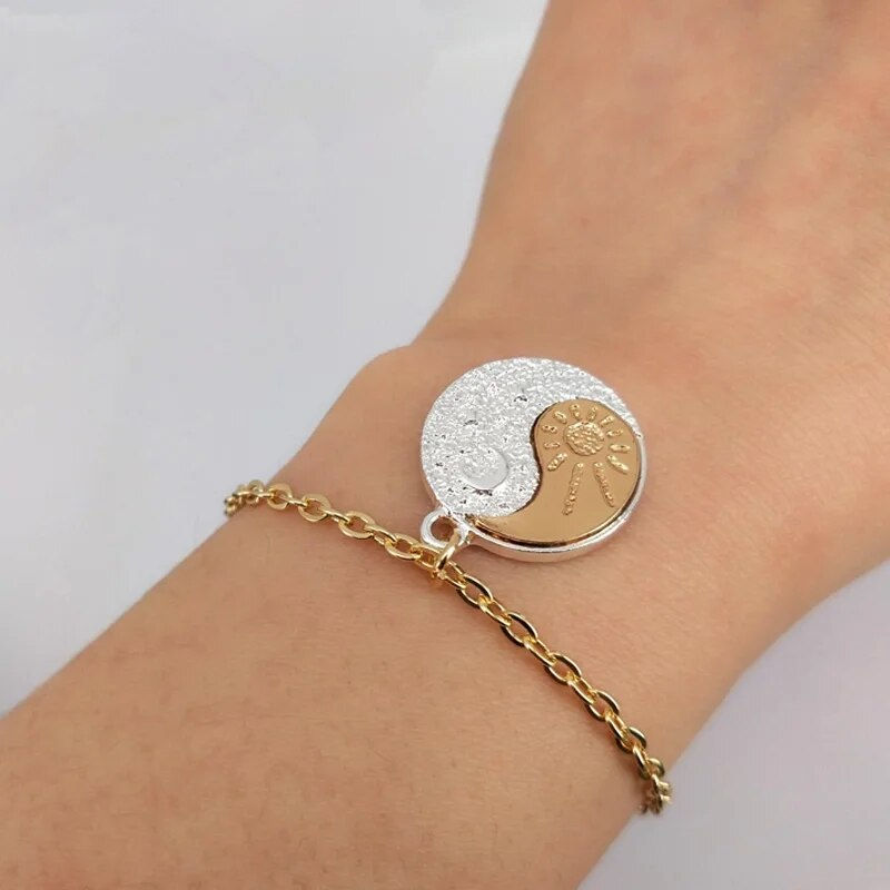Thumbnail: hzew new Pair Of Celestial gold Sun And silver color Moon bracelet Best Friends