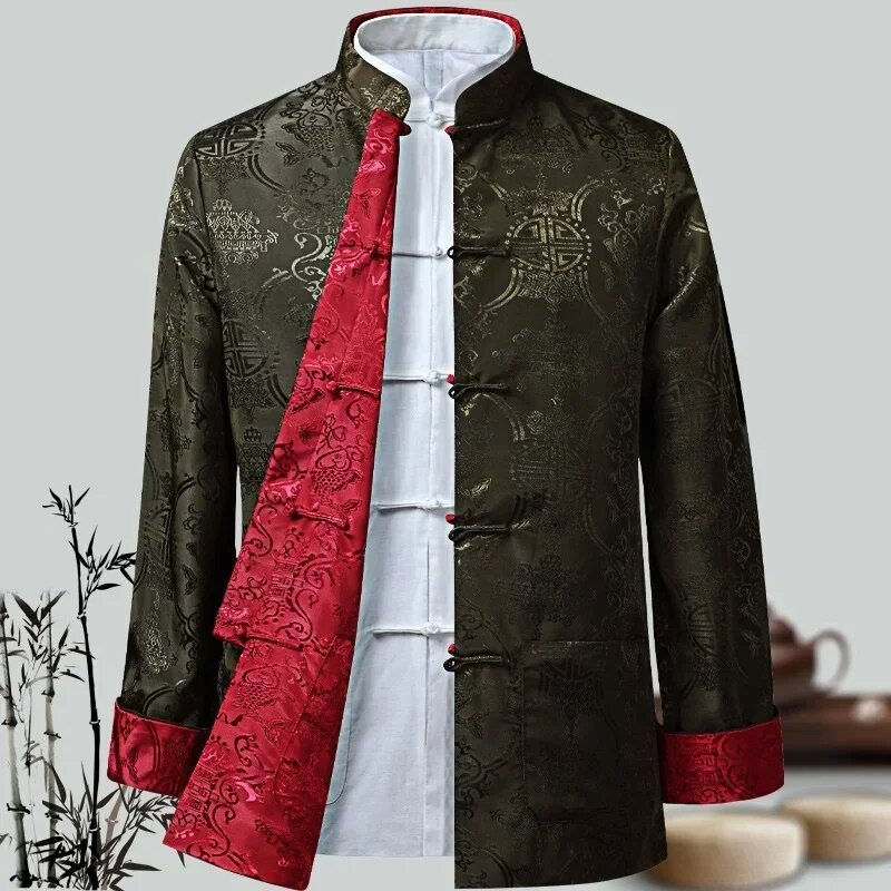 Thumbnail: Men Chinese Dragon Shirt Kung Fu Coats China New Year Tang Suit Traditional Chi