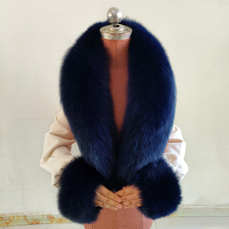 Thumbnail: Winter Natural Real Fox Fur Collar Fur Scarf Women Luxury Men Coat Jacket Fur S
