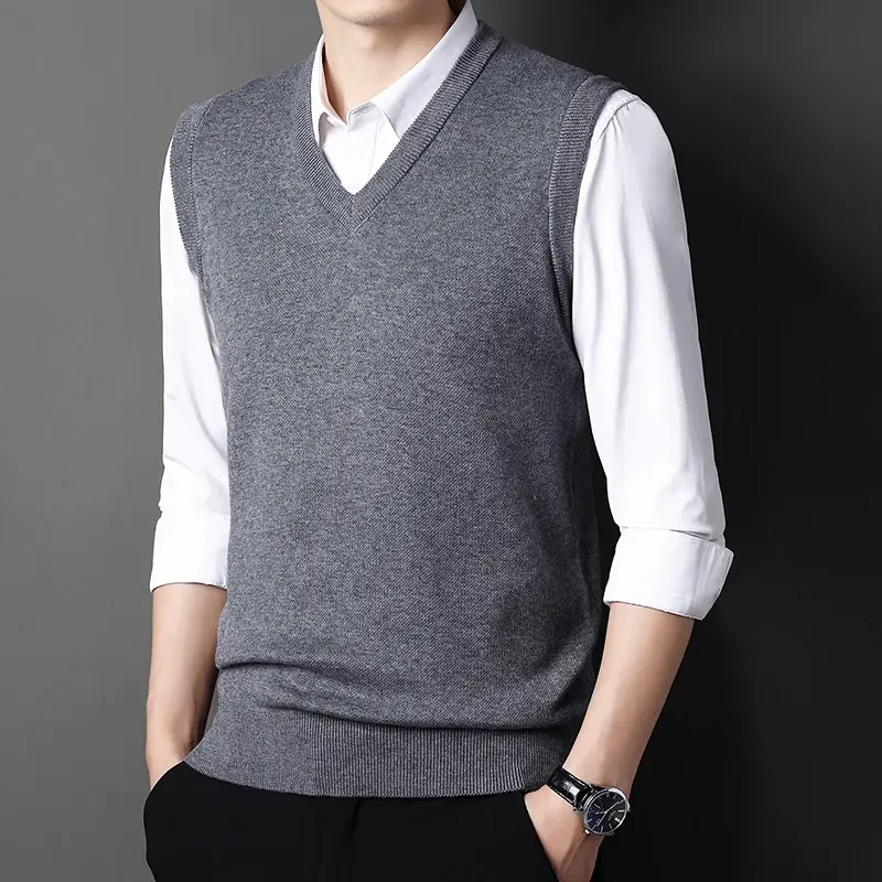 Thumbnail: Men's Solid Color Sweater Vest Casual Fashion Warm Top