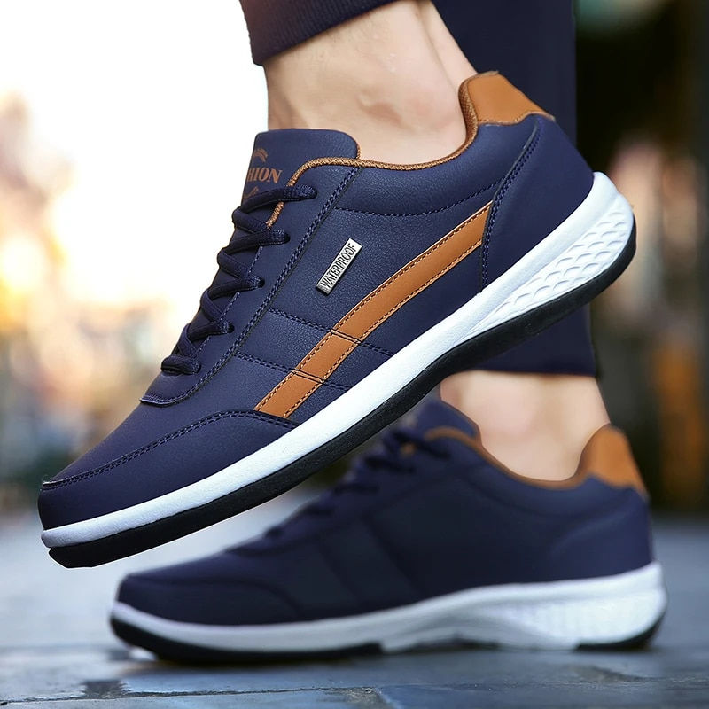 Miniatura: Pu Leather Men Shoes Sneakers Trend Casual Breathable Leisure Male Sneakers Non