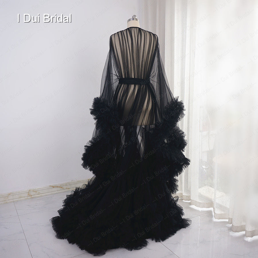 Miniatura: Tulle Ruffle Bridal Robe Romantic Birthday Party Dress Dancing Boudoir maternit