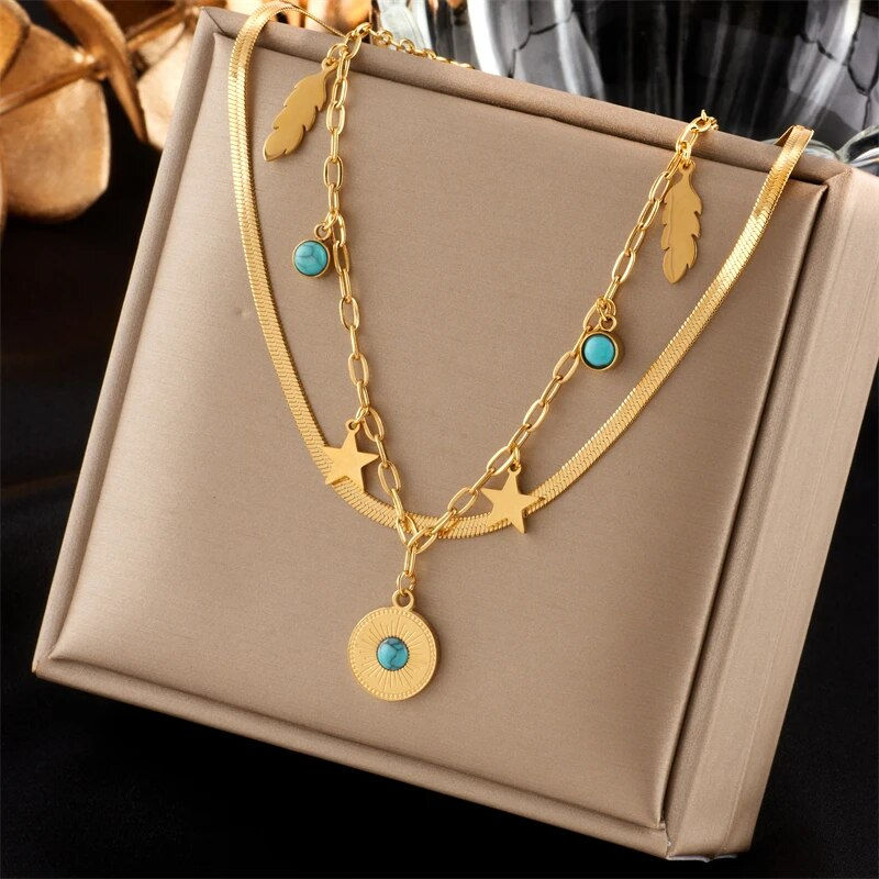 Thumbnail: MEYRROYU 316L Stainless Steel Hip Hop PunkVintage Multilayer Coin Pendant Neckl