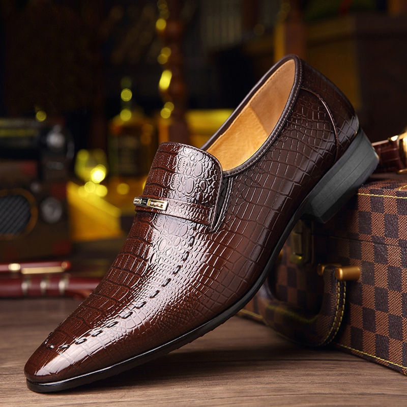 Miniatura: Leather Shoes Mens PU  Luxury Crocodile Pattern Men Business Dress Shoes Casual