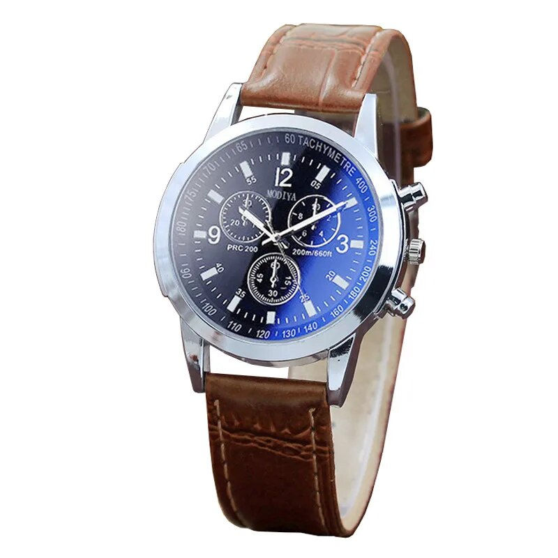 Thumbnail: 2023 Men Women Leather Strap Digital Watch Luxury Six Pin Men's Watch Blue Glas
