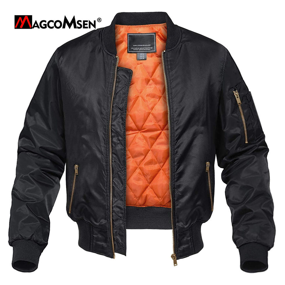 Thumbnail: MAGCOMSEN Men's Aviator Jackets Thick Warm Orange Lining Bomber Jackets Fall Wi