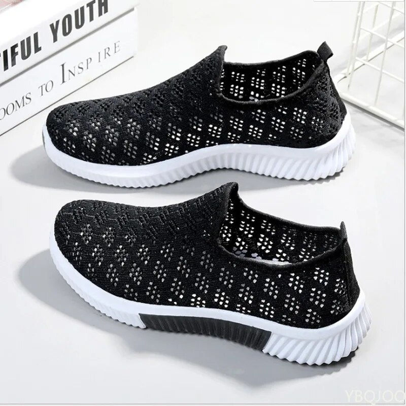 Thumbnail: 2022 New Fashion Mesh Shoes Women Shoes Mesh Sports Shoes Breathable Flats Soft