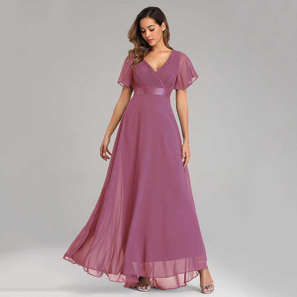 Miniatura: ICCLEK New Style Women V-Neck Chiffon Dress Wedding Evening Party Long Dress El