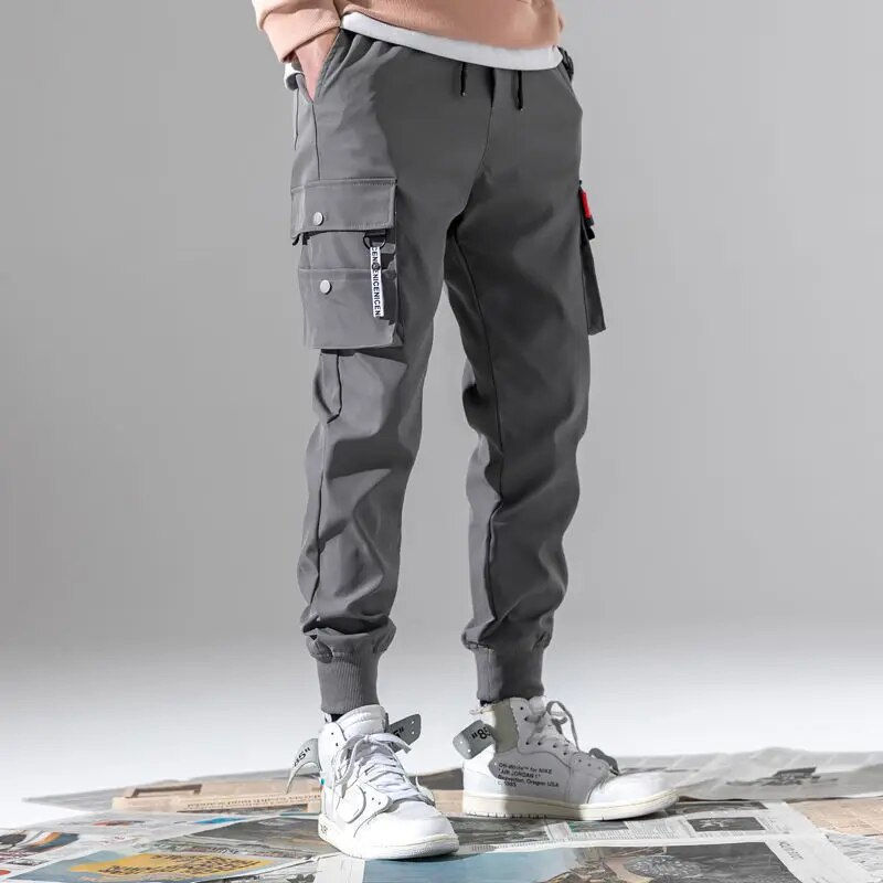 Thumbnail: Men Cargo Pants Multi Pocket Drawstring Outdoor Man Sweatpants Male Hip Hop Jog