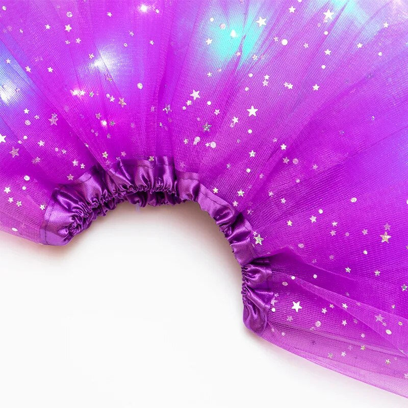 Thumbnail: LED Glowing Light  Women Tulle star Skirt Short Tutu Mini Skirt Adult Fancy Bal