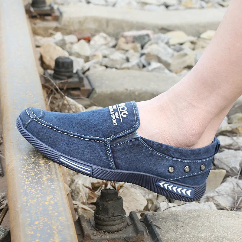 Miniatura: Men Casual Flats Shoes Denim Canvas Slip on Mens Casual Shoes Plimsolls Breatha