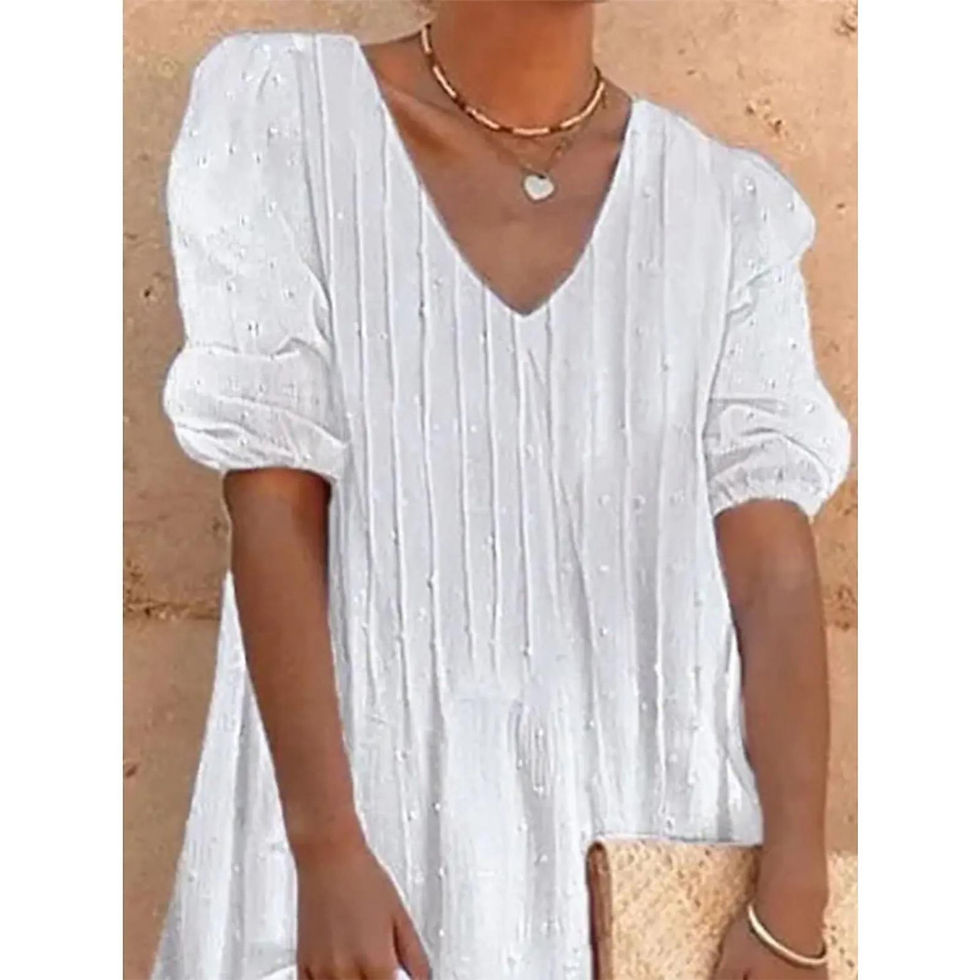 Miniature : Elegant Chic Dress Women'S Lace Summer Casual White Dress Spring Lace Polka Dot