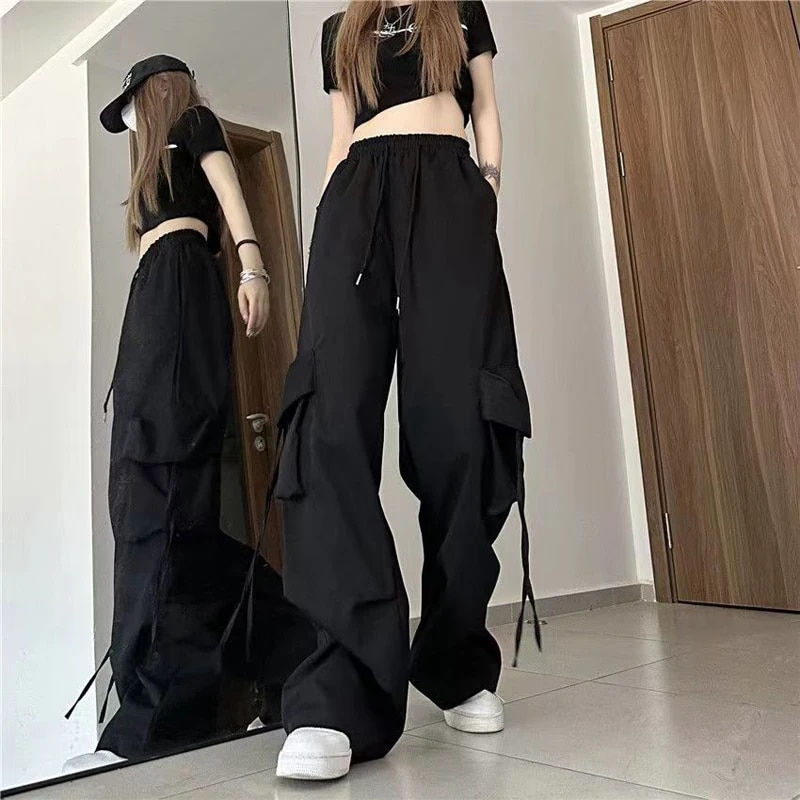 2023 Women Y2K Cargo Pants High Waist Streetwear Hip Hop Trousers Female Pocket