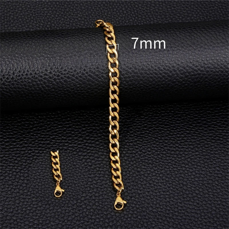Thumbnail: 3-11mm Thick Waterproof Chain Bracelet for Men Stainless Steel Cuban Chain Wris