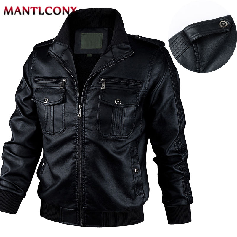Quality Motorcycle PU Leather Jacket Men Winter Leahter Jacket Men Stand Collar