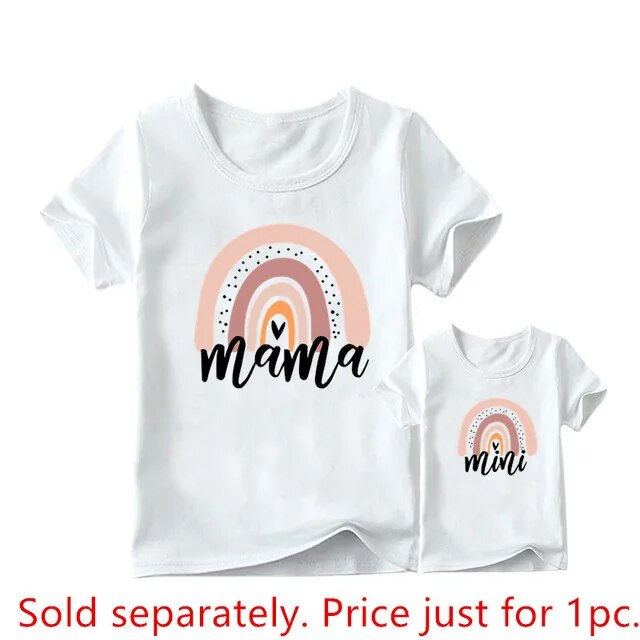 Thumbnail: 1PC Unicorn Printed Family Matching Clothes T Shirt Fashion Mother and Daughter